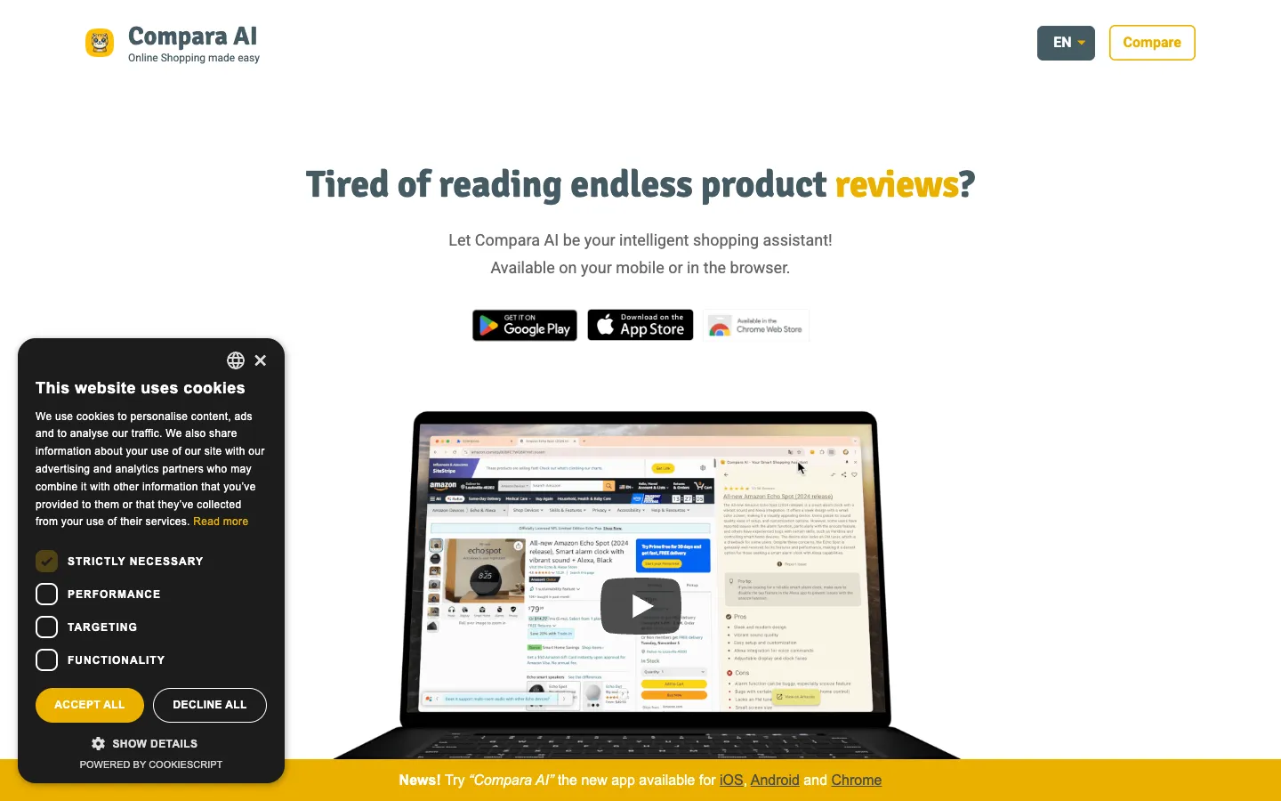 Screenshot of the Compara.cat homepage
