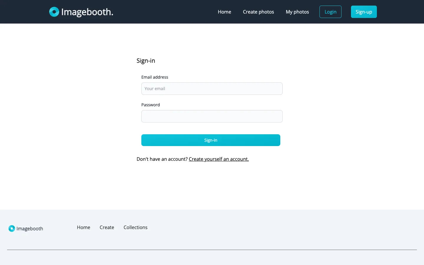Screenshot of the Imagebooth homepage
