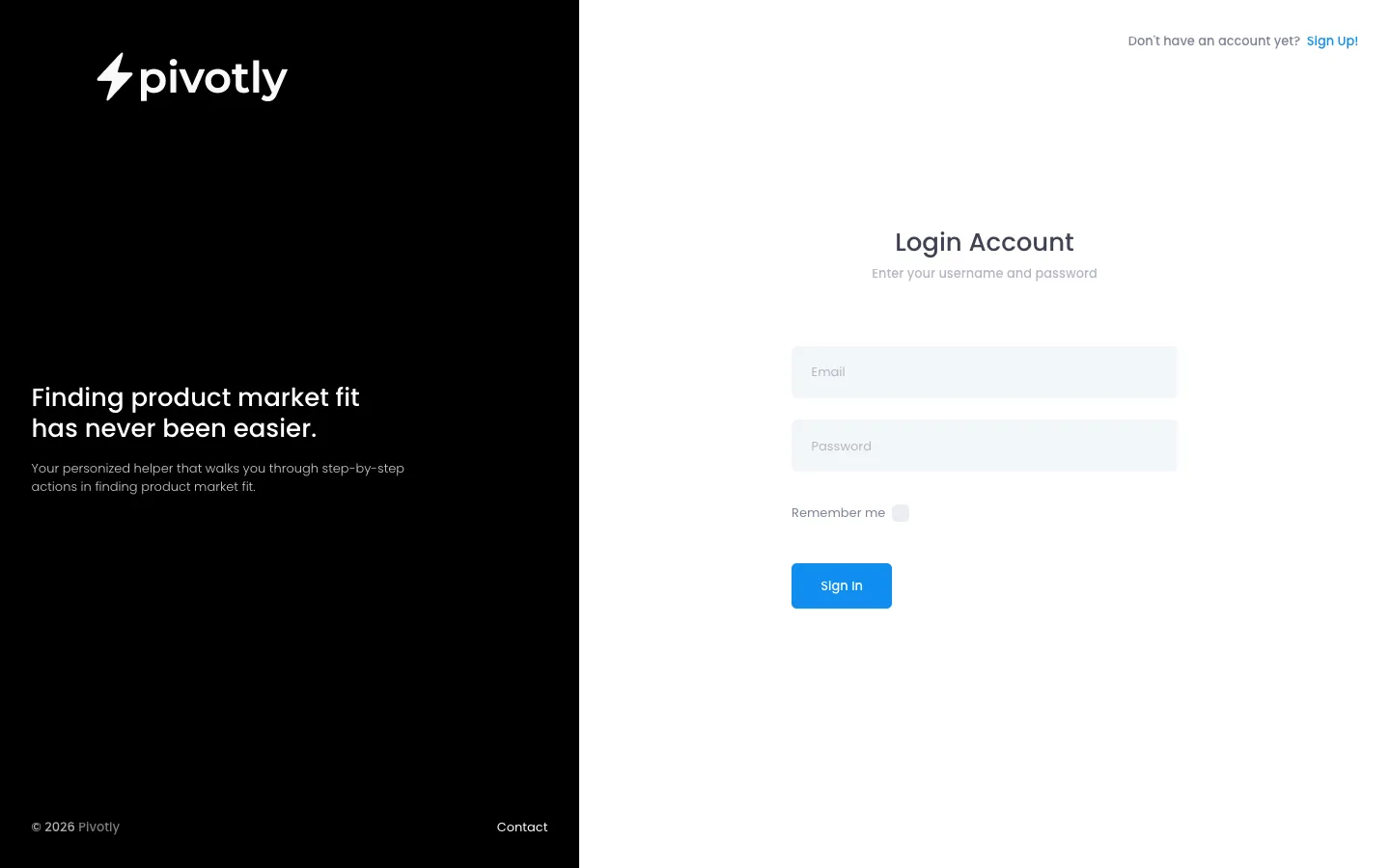 Screenshot of the Pivotly homepage