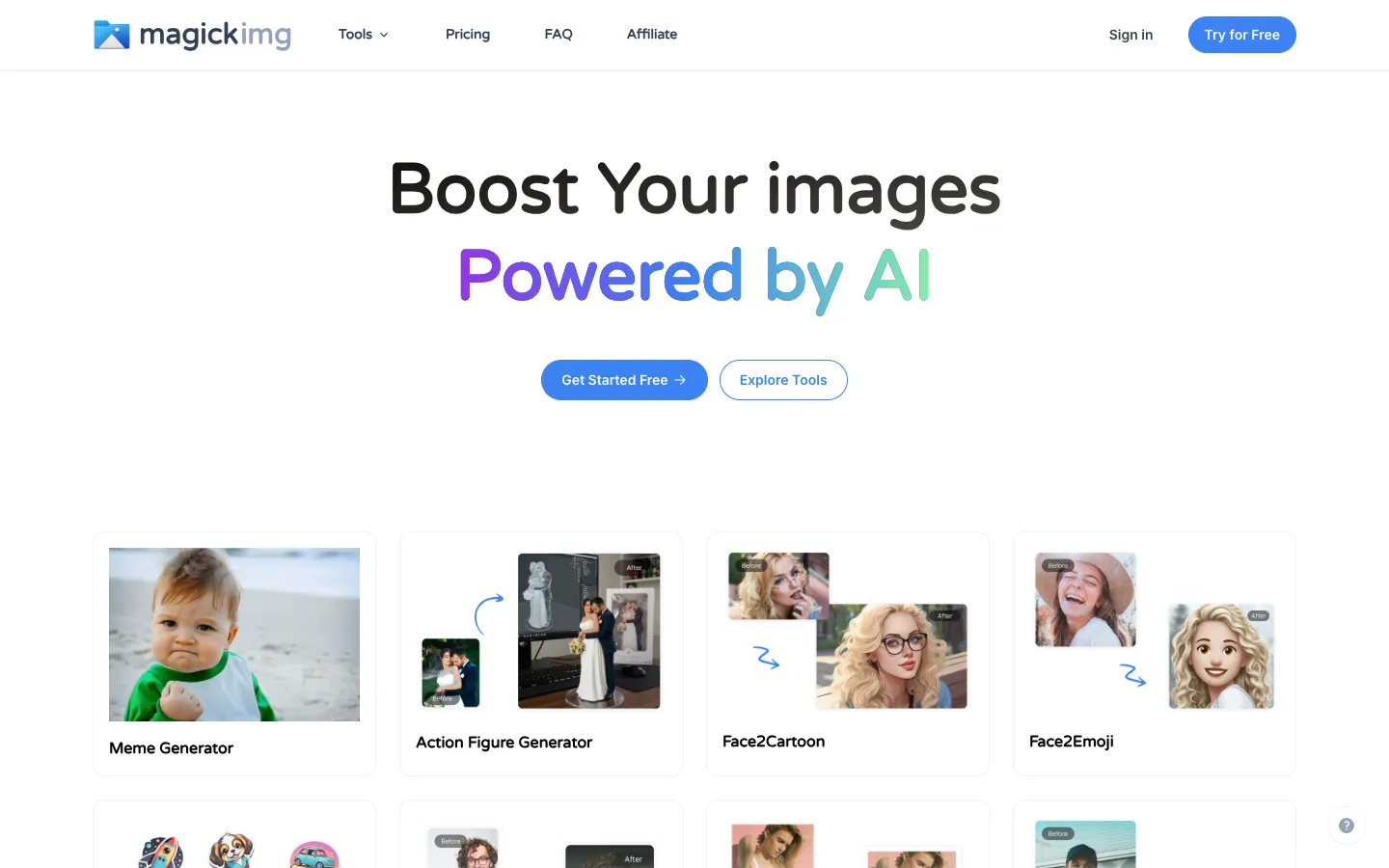 Screenshot of the magickimg homepage