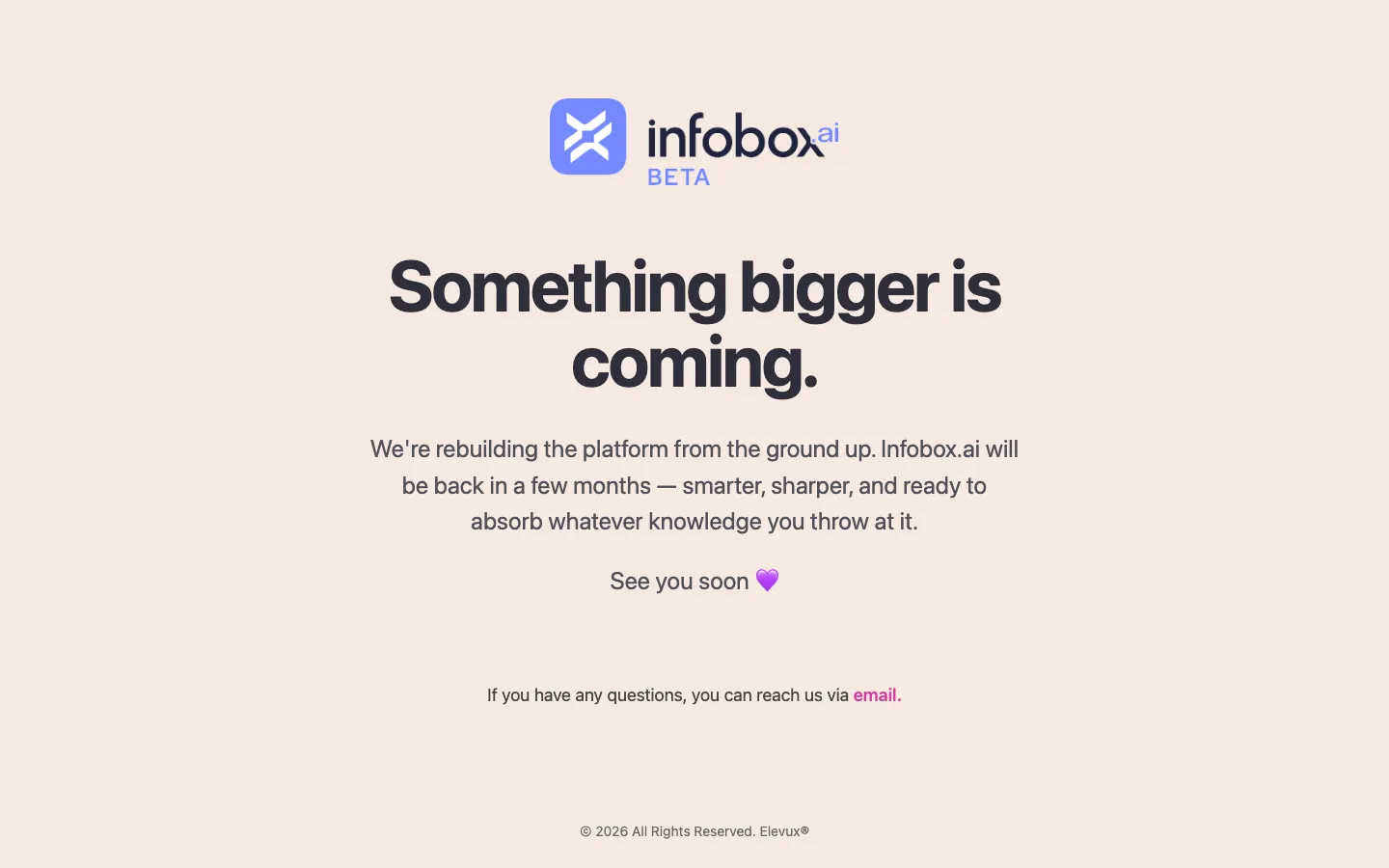 Screenshot of the Infobox.ai homepage