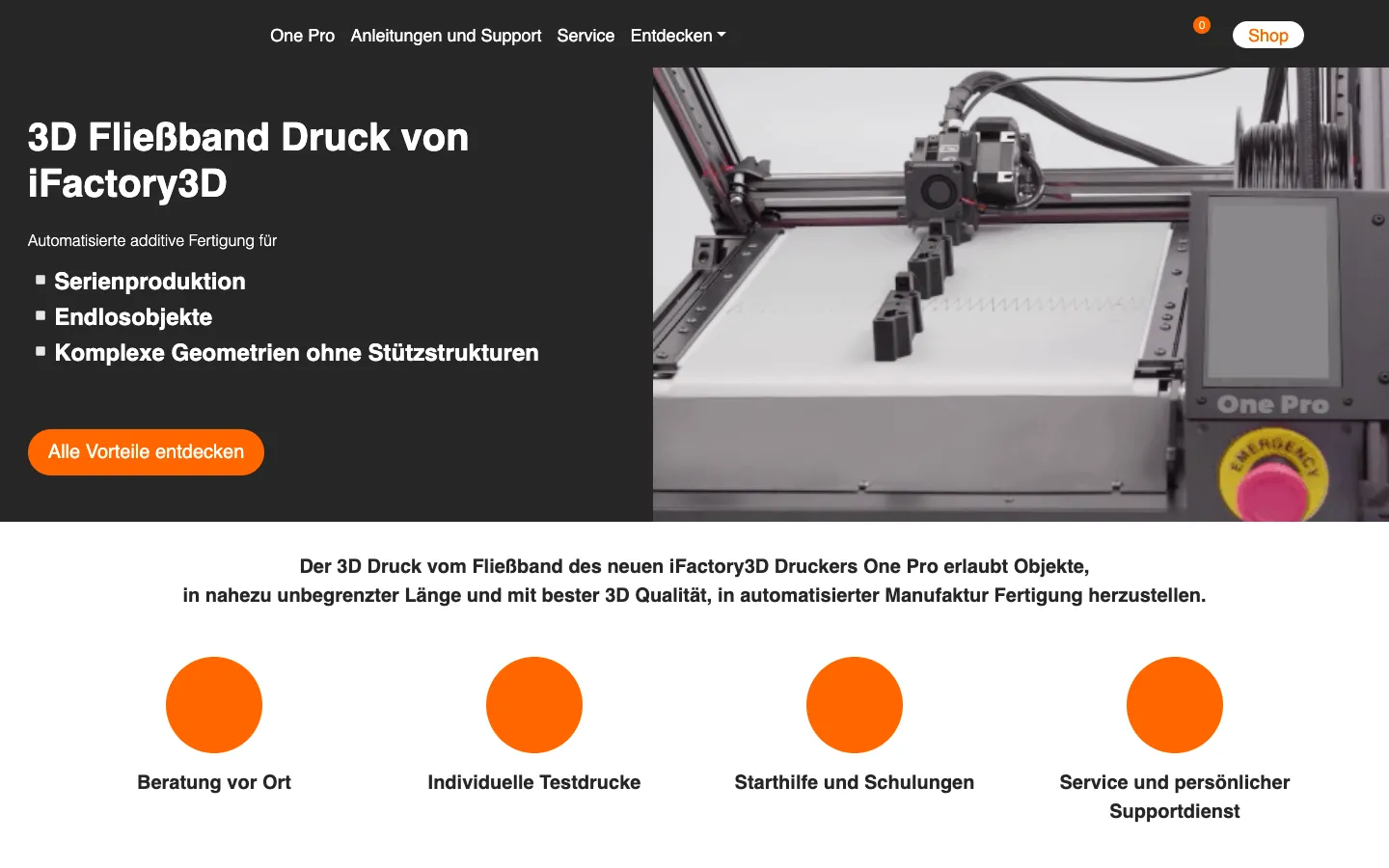 Screenshot of the iFactory3D homepage