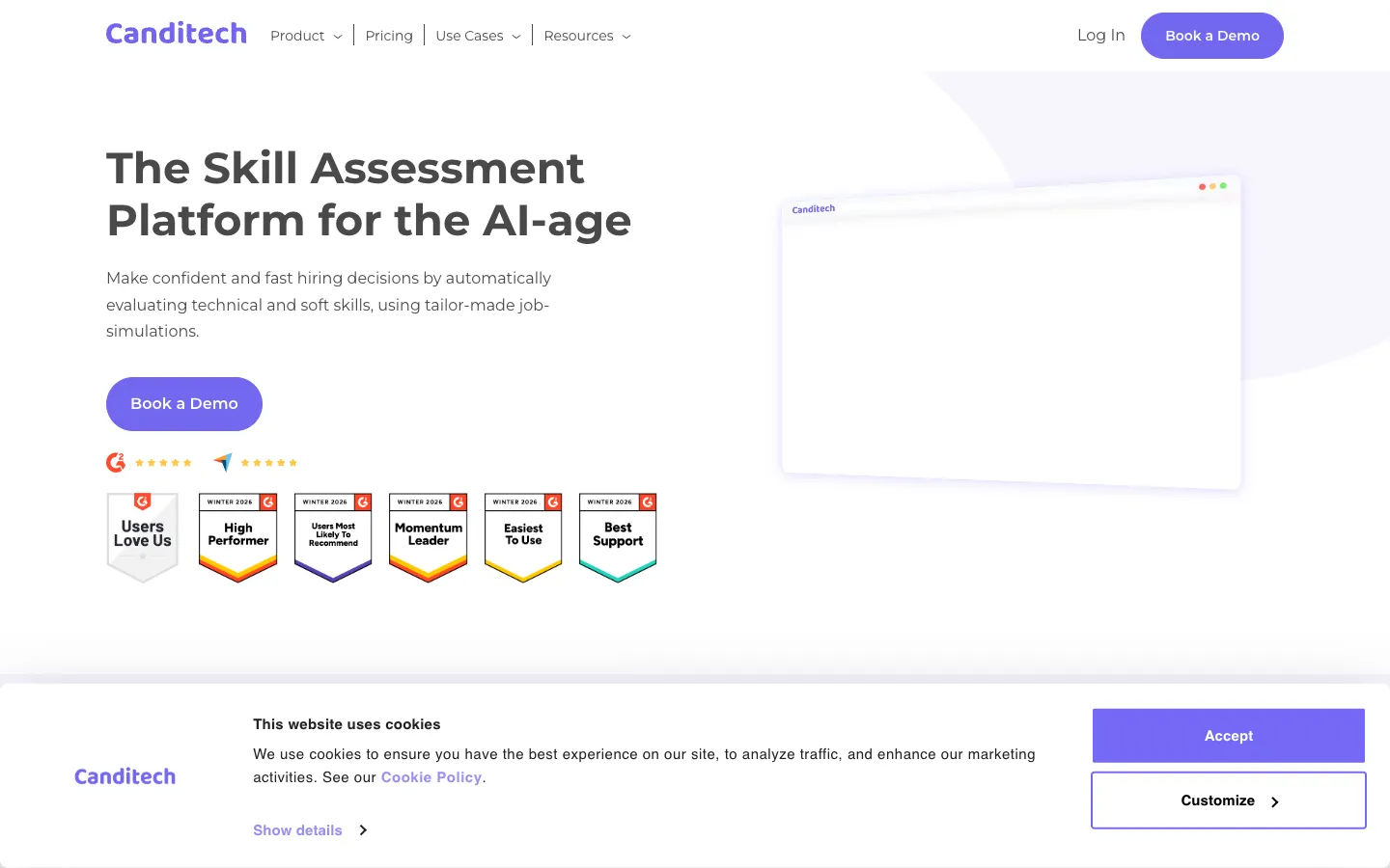 Screenshot of the Canditech homepage
