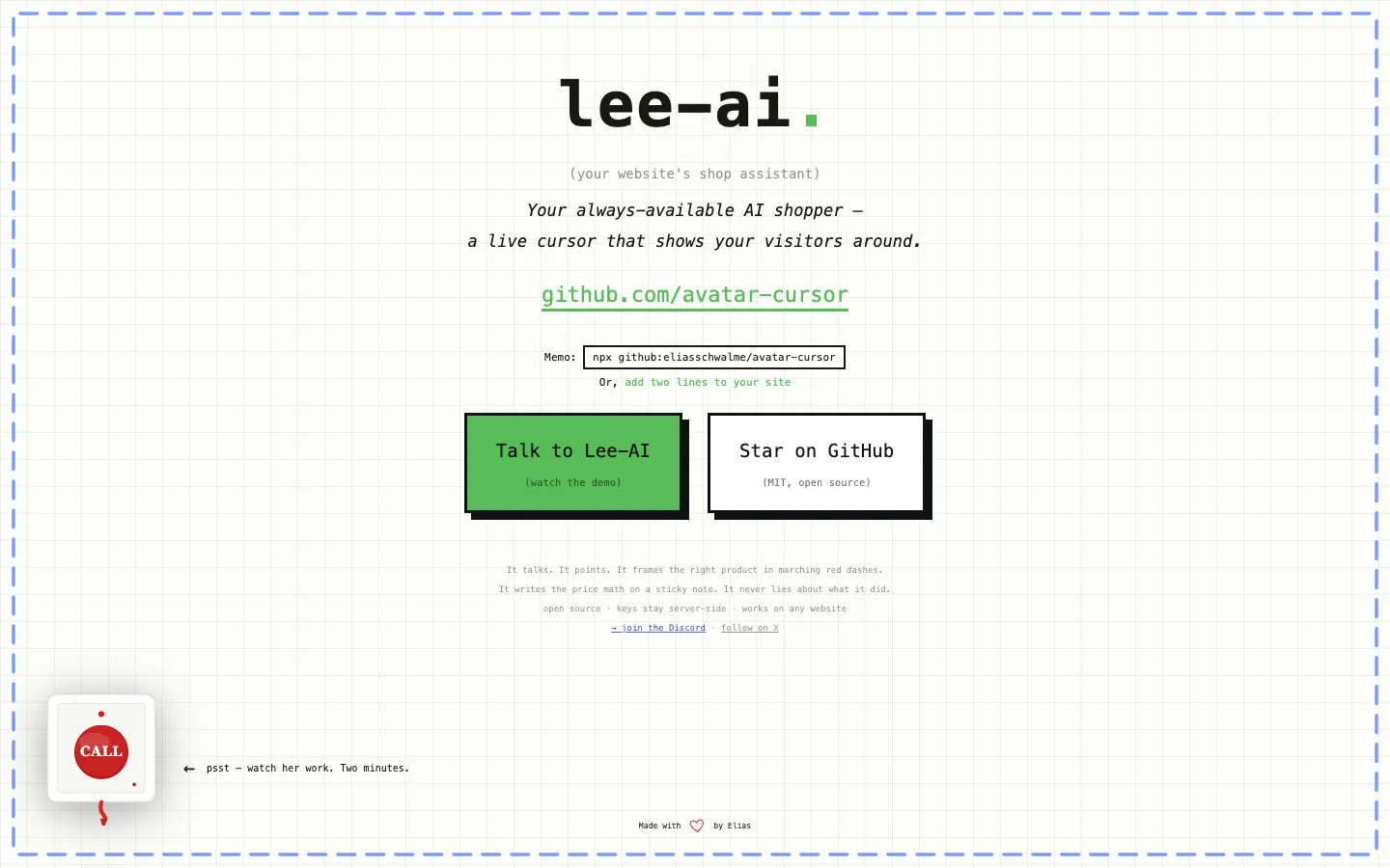 Screenshot of the Lee-AI homepage