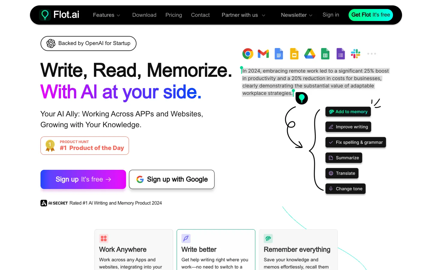 Screenshot of the Flot.ai homepage
