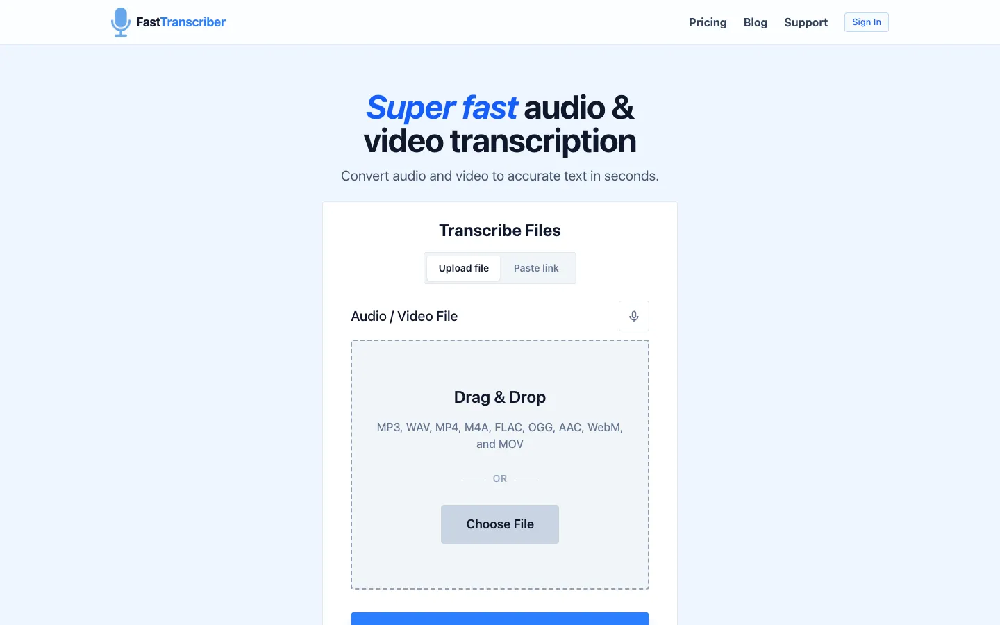 Screenshot of the Listen Monster homepage