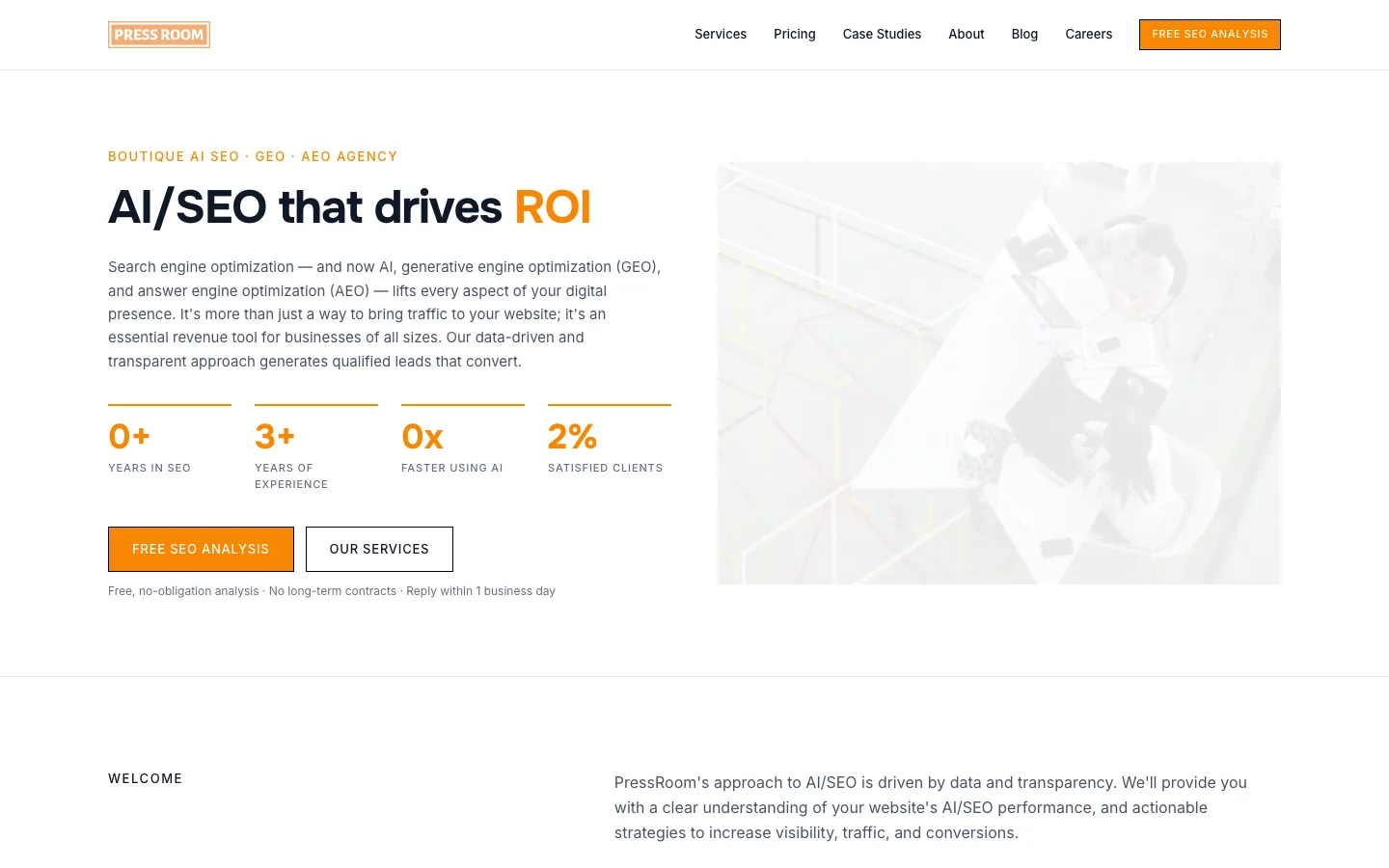 Screenshot of the PressRoom.ai homepage