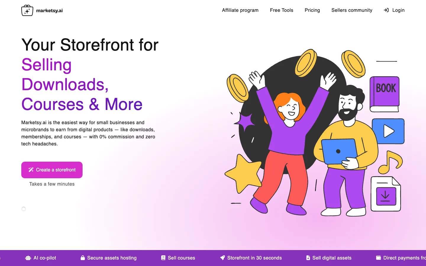 Screenshot of the Marketsy.ai homepage