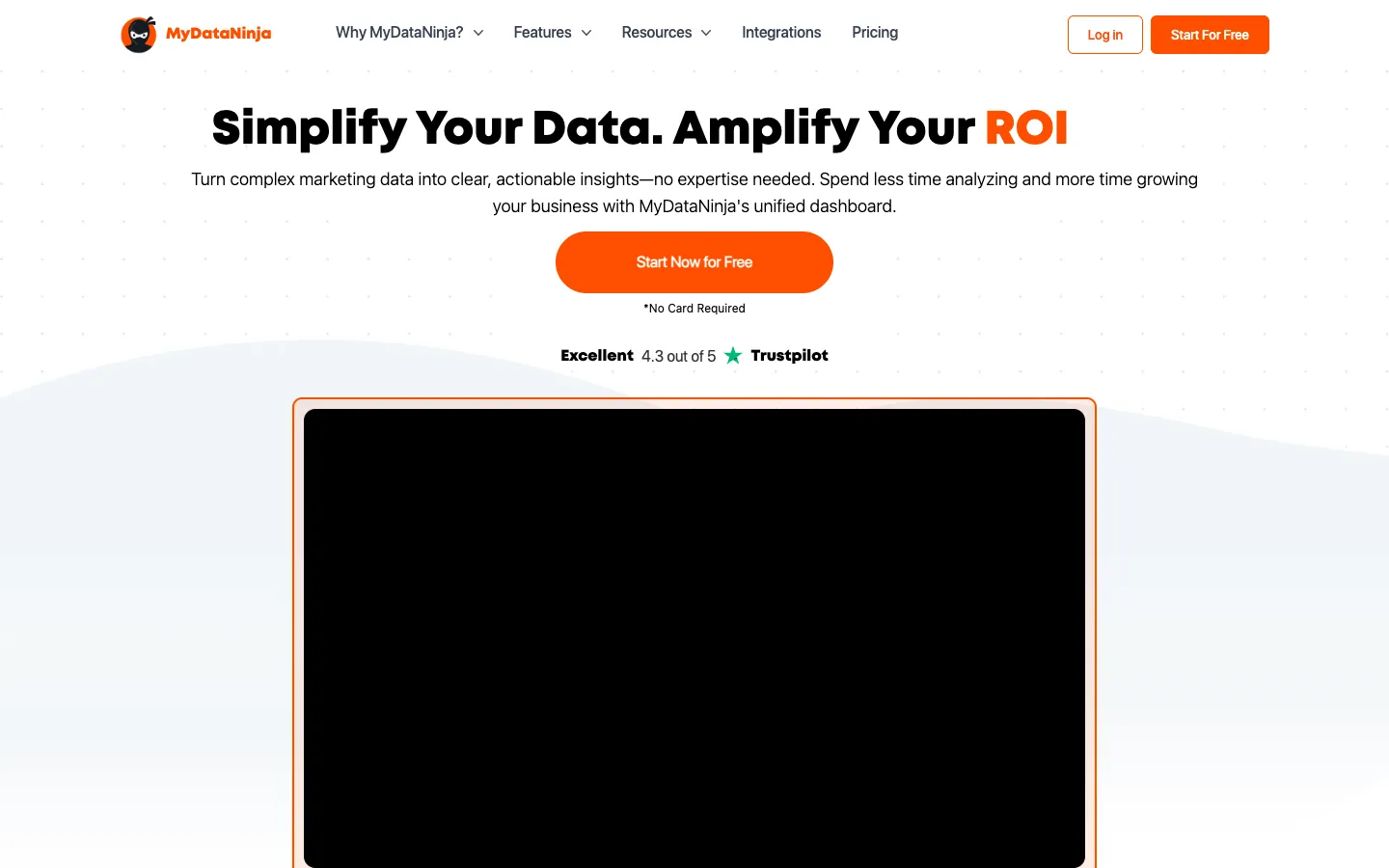 Screenshot of the MyDataNinja homepage