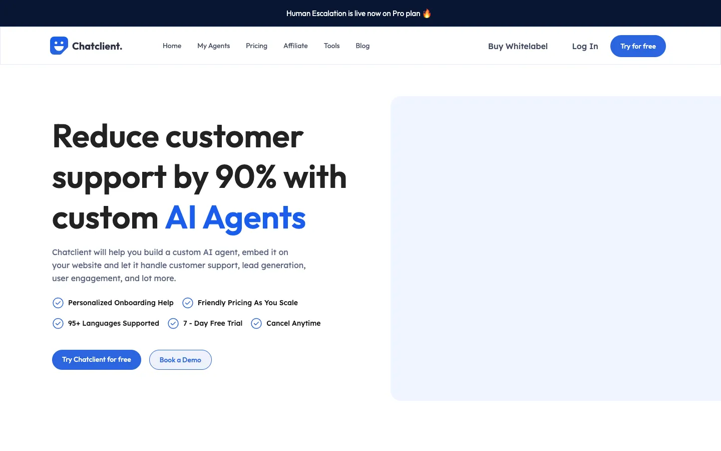 Screenshot of the Chatclient homepage