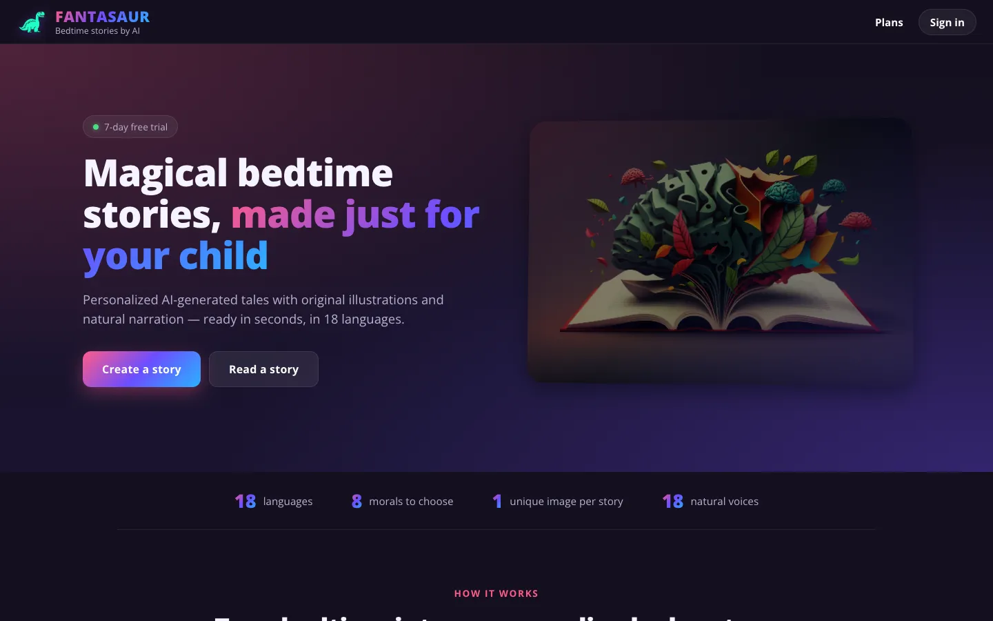 Screenshot of the Fantasaur homepage