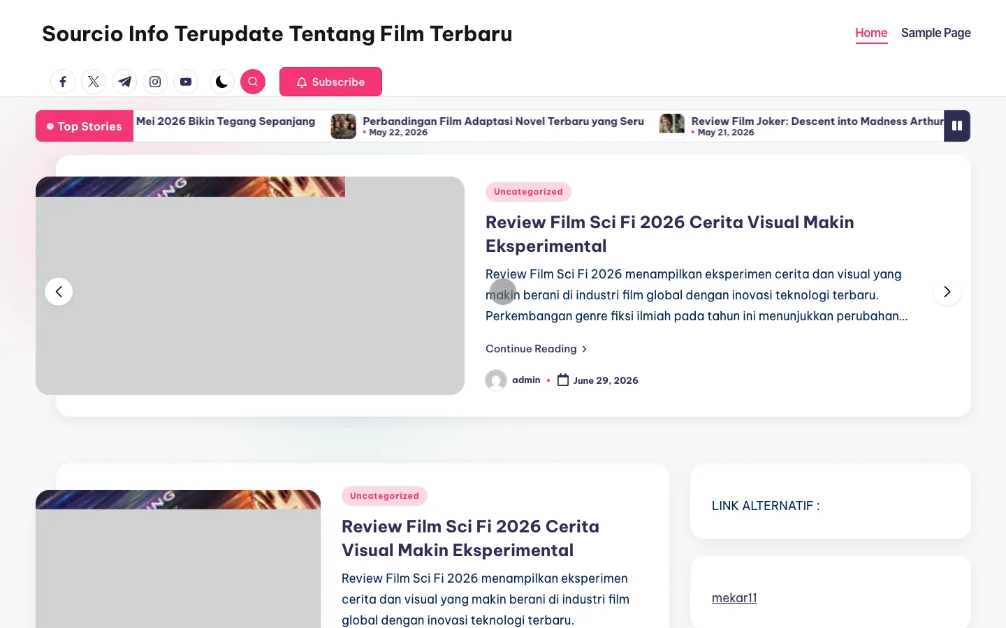 Screenshot of the Sourcio homepage