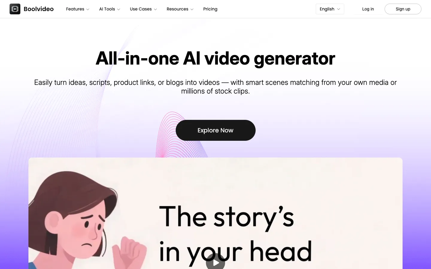 Screenshot of the Boolvideo homepage
