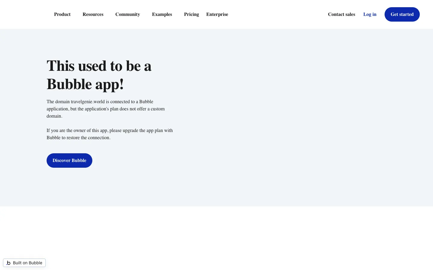 Screenshot of the TravelGenie homepage
