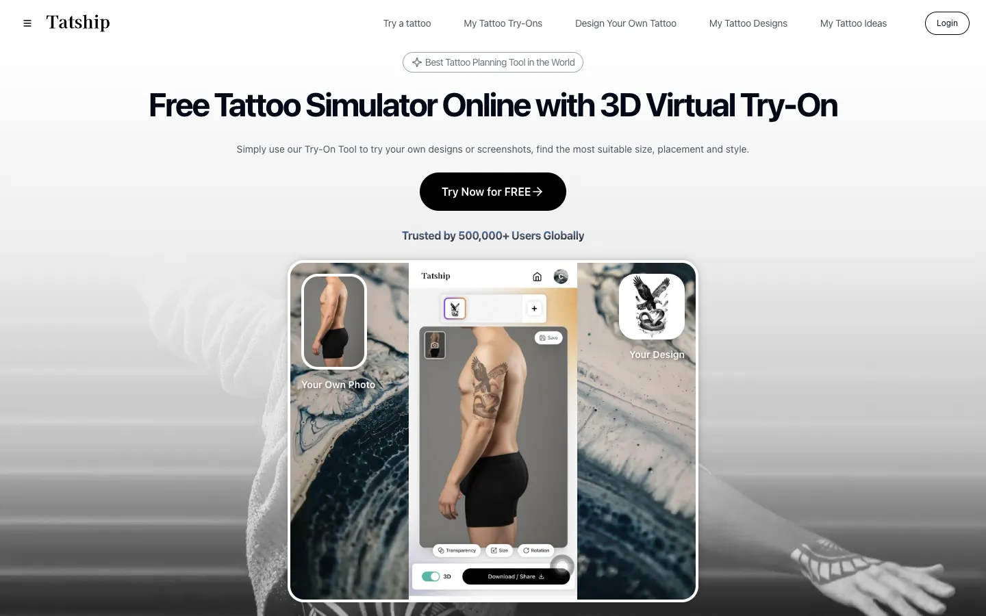 Screenshot of the Tatship homepage