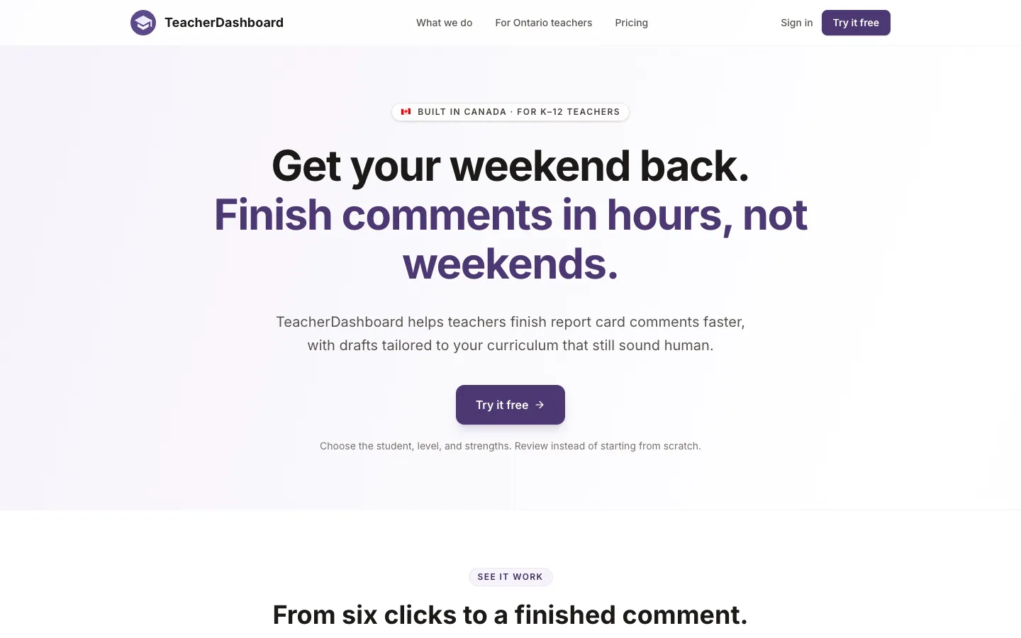 Screenshot of the TeacherDashboard.ai homepage