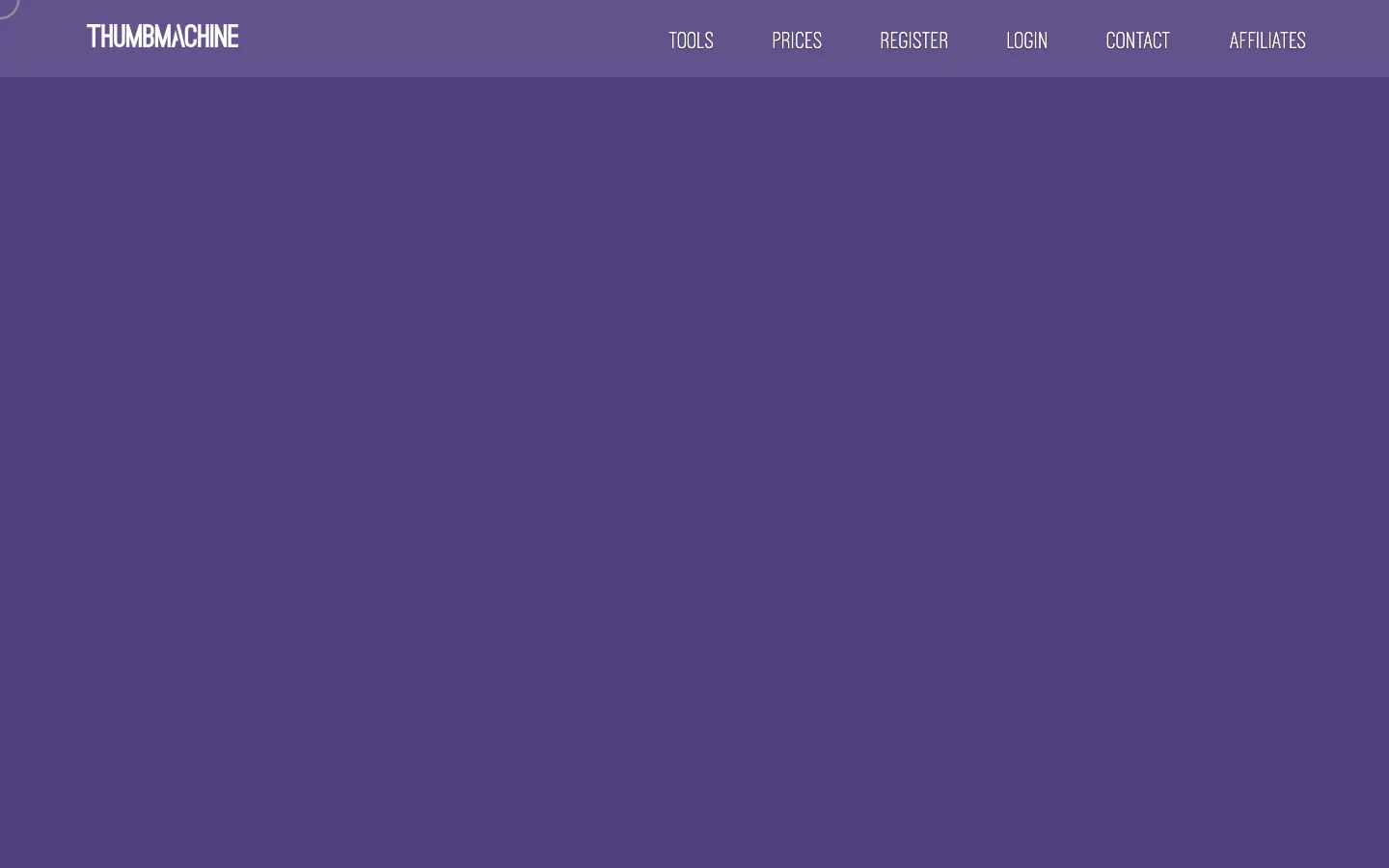 Screenshot of the Thumbmachine homepage