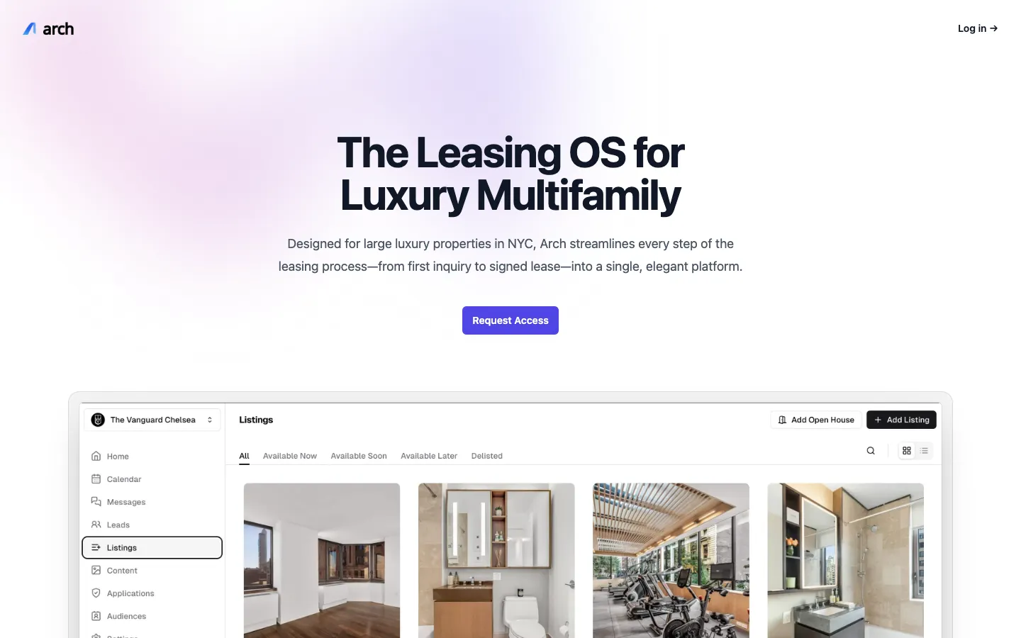 Screenshot of the Arch homepage