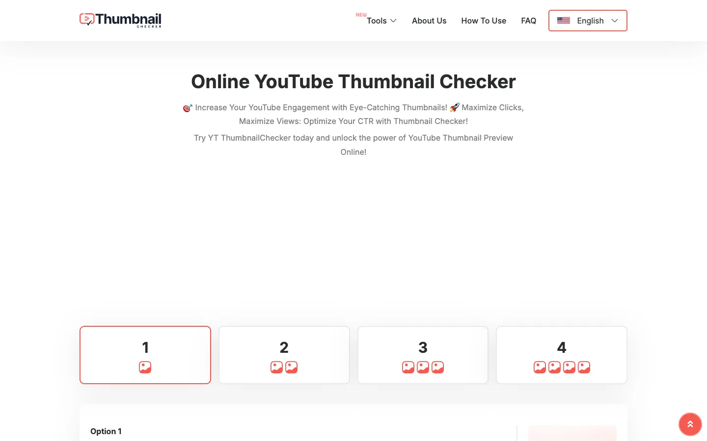 Screenshot of the YouTube Thumbnail Checker homepage