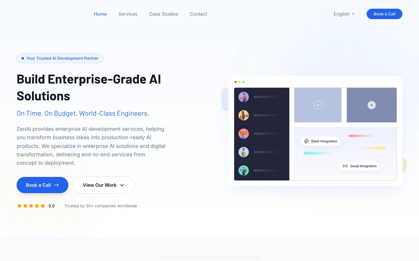 Screenshot of the Zen Ai homepage