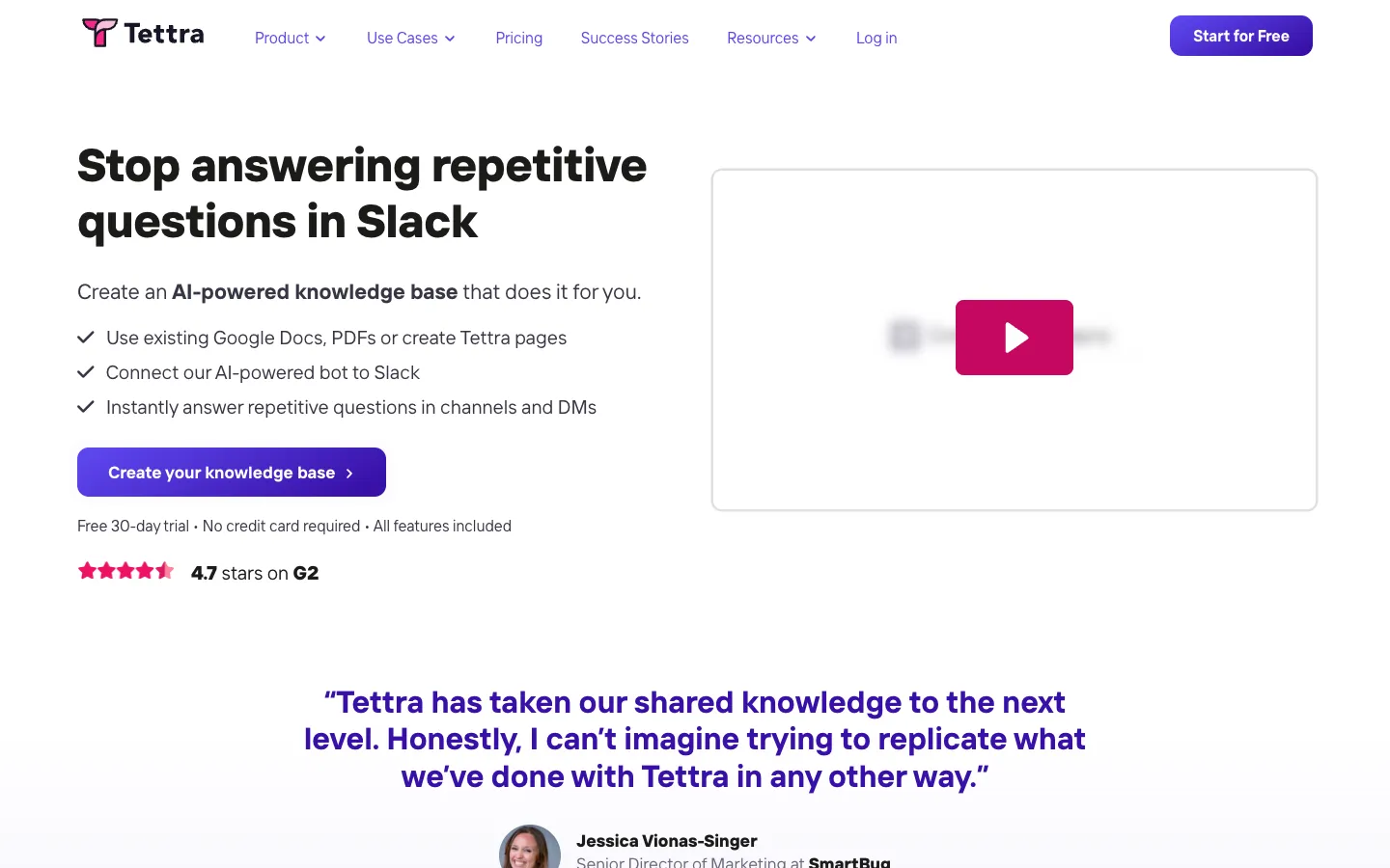 Screenshot of the Kai by Tettra homepage