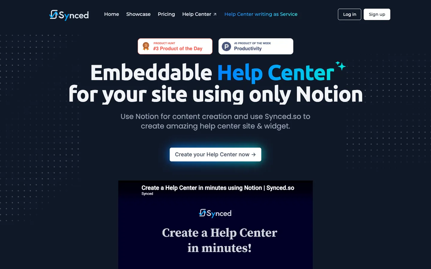 Screenshot of the Synced.so homepage