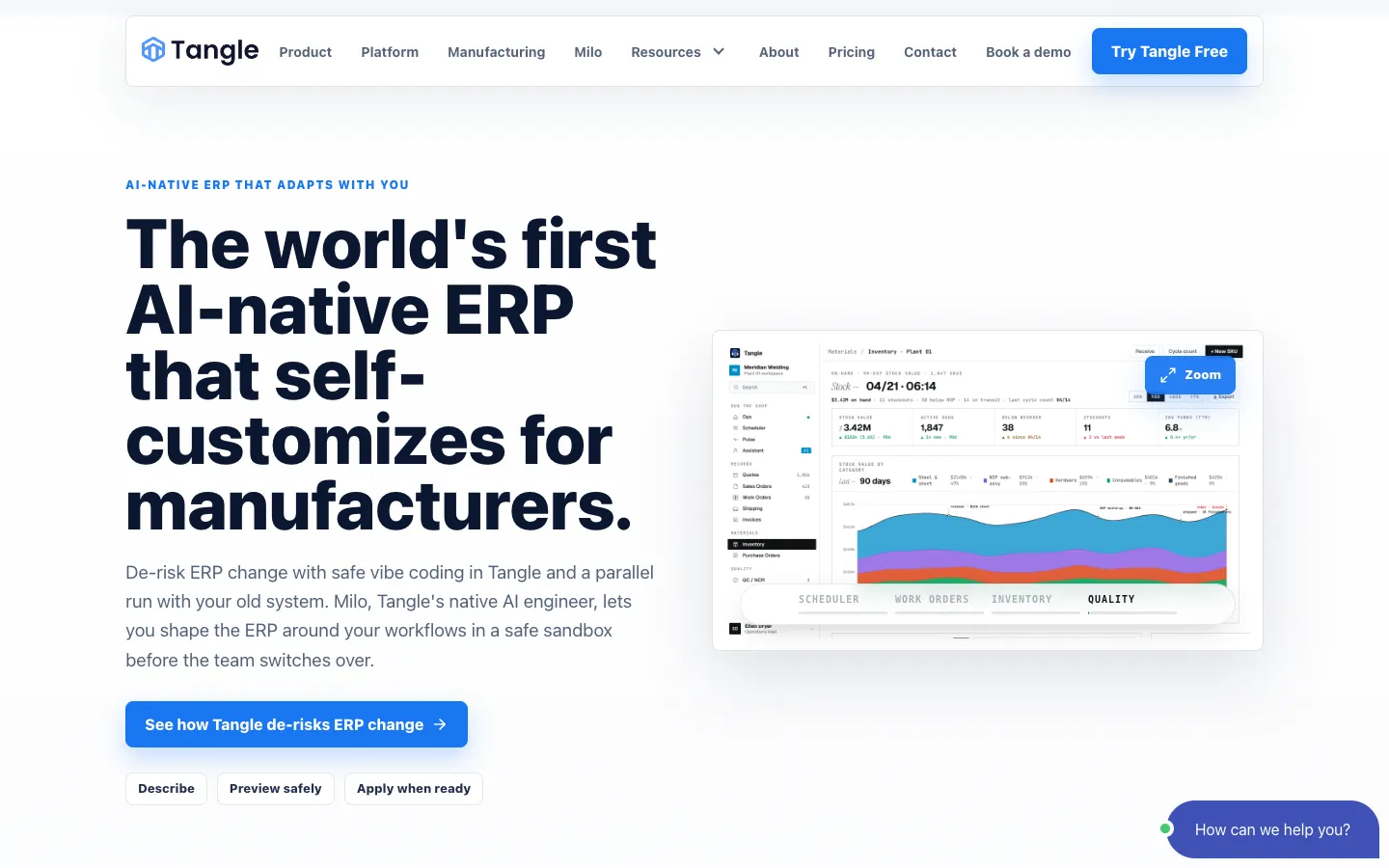 Screenshot of the Tangle.io homepage