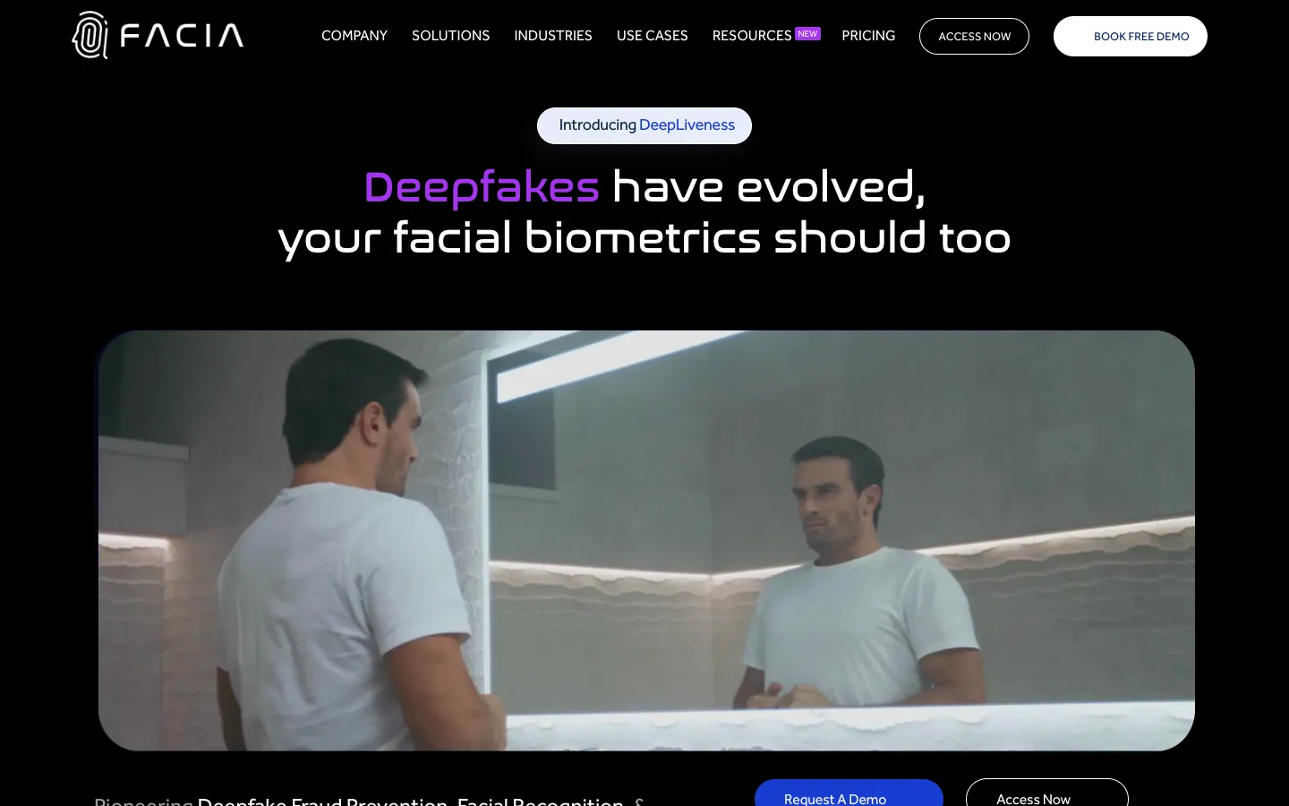 Screenshot of the Facia homepage