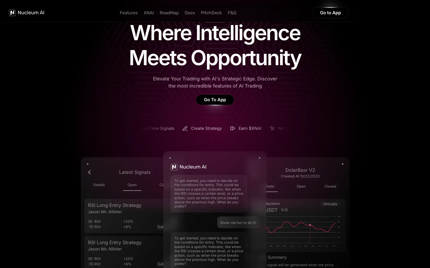 Screenshot of the Nucleum AI homepage