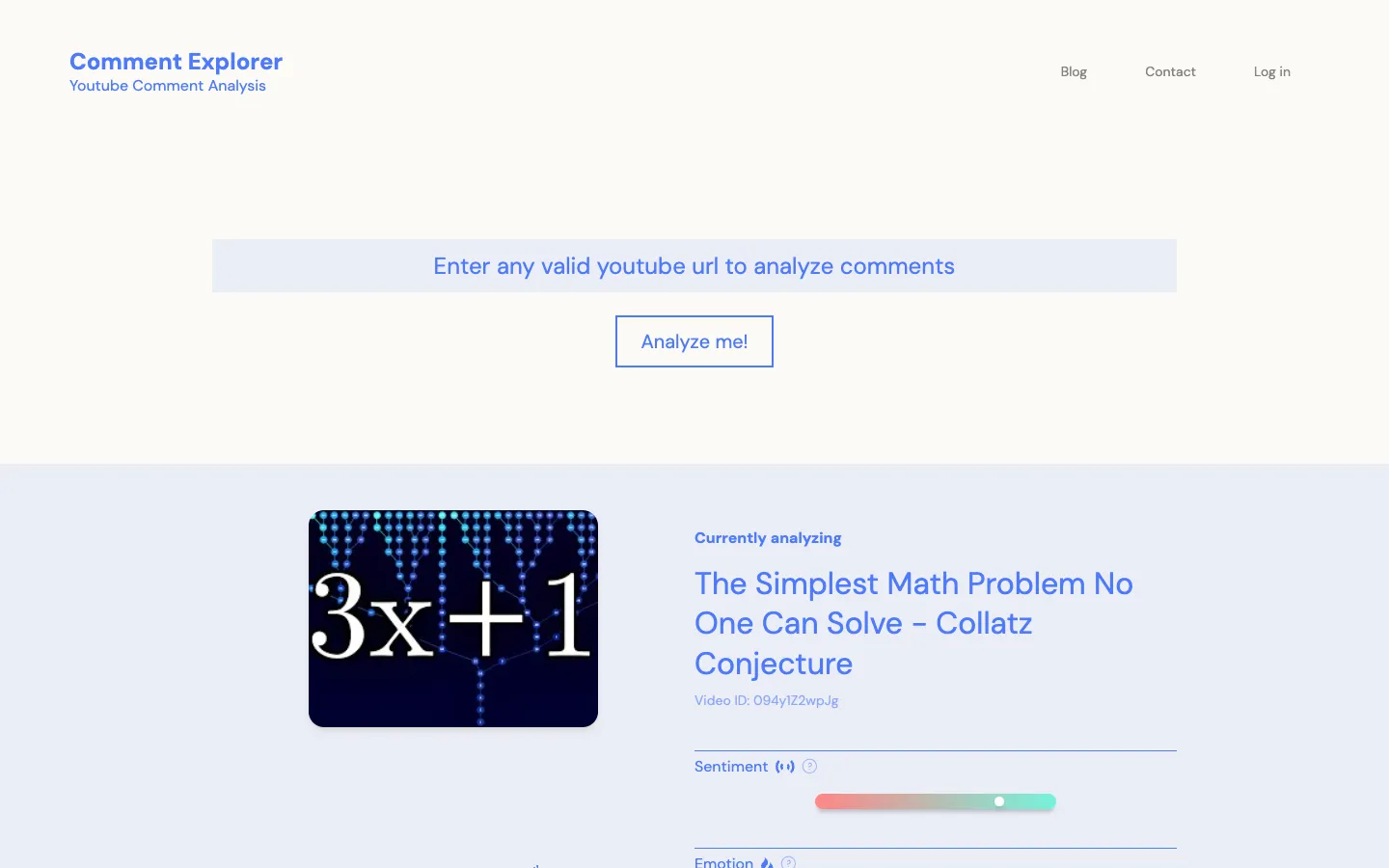 Screenshot of the Comment Explorer homepage