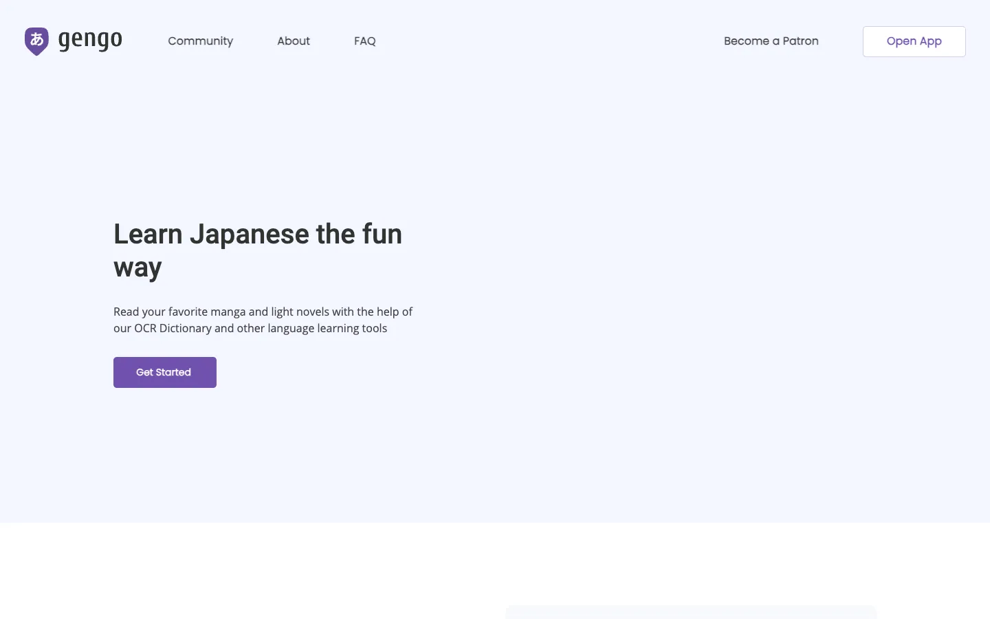 Screenshot of the gengo.app homepage