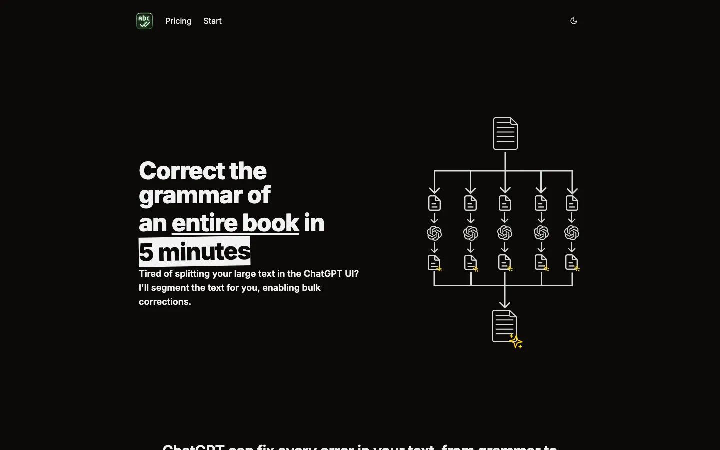 Screenshot of the BulkCorrector homepage