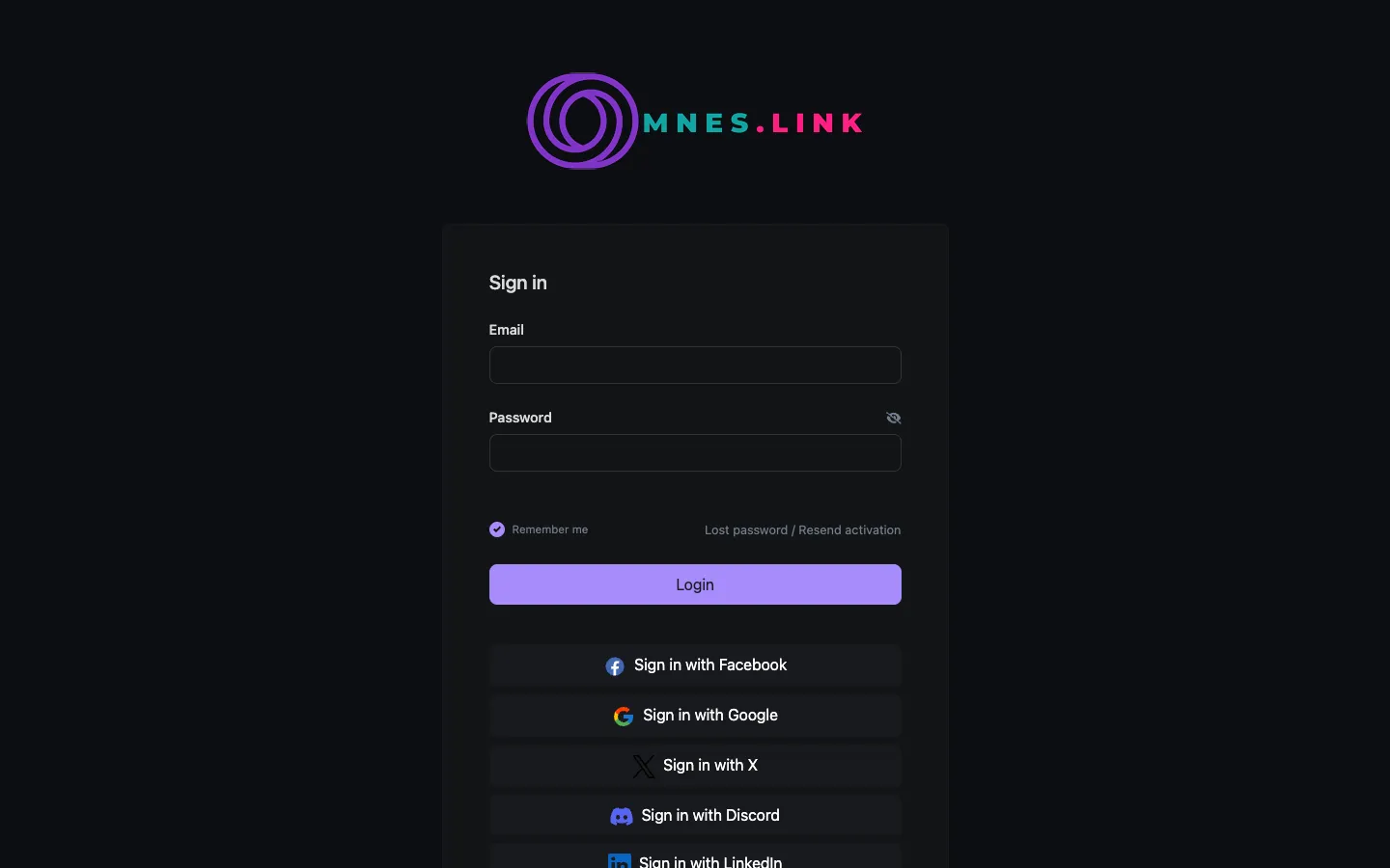Screenshot of the Omnes.link homepage