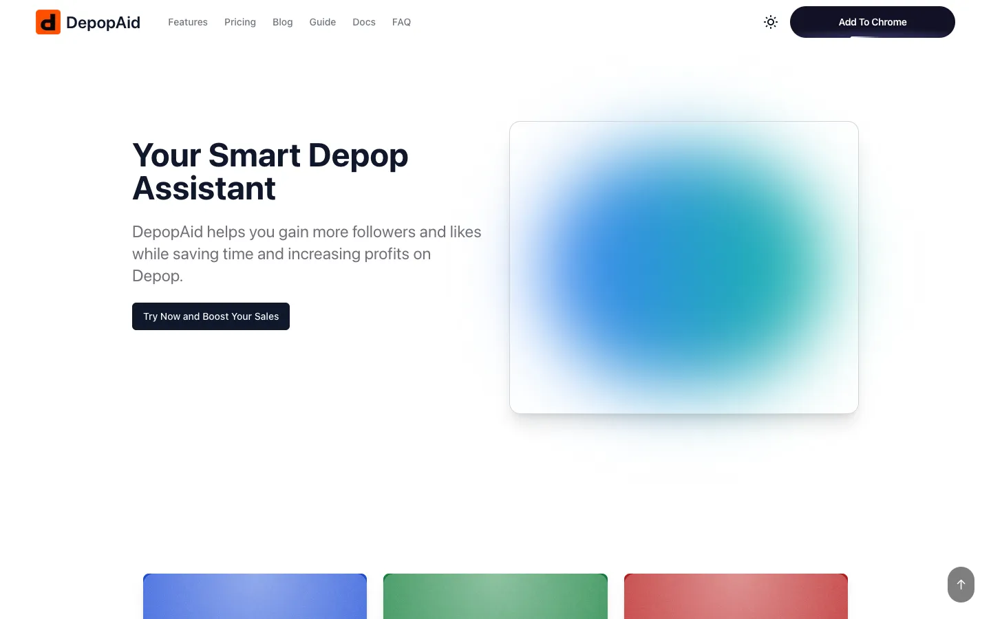 Screenshot of the DepopAid homepage