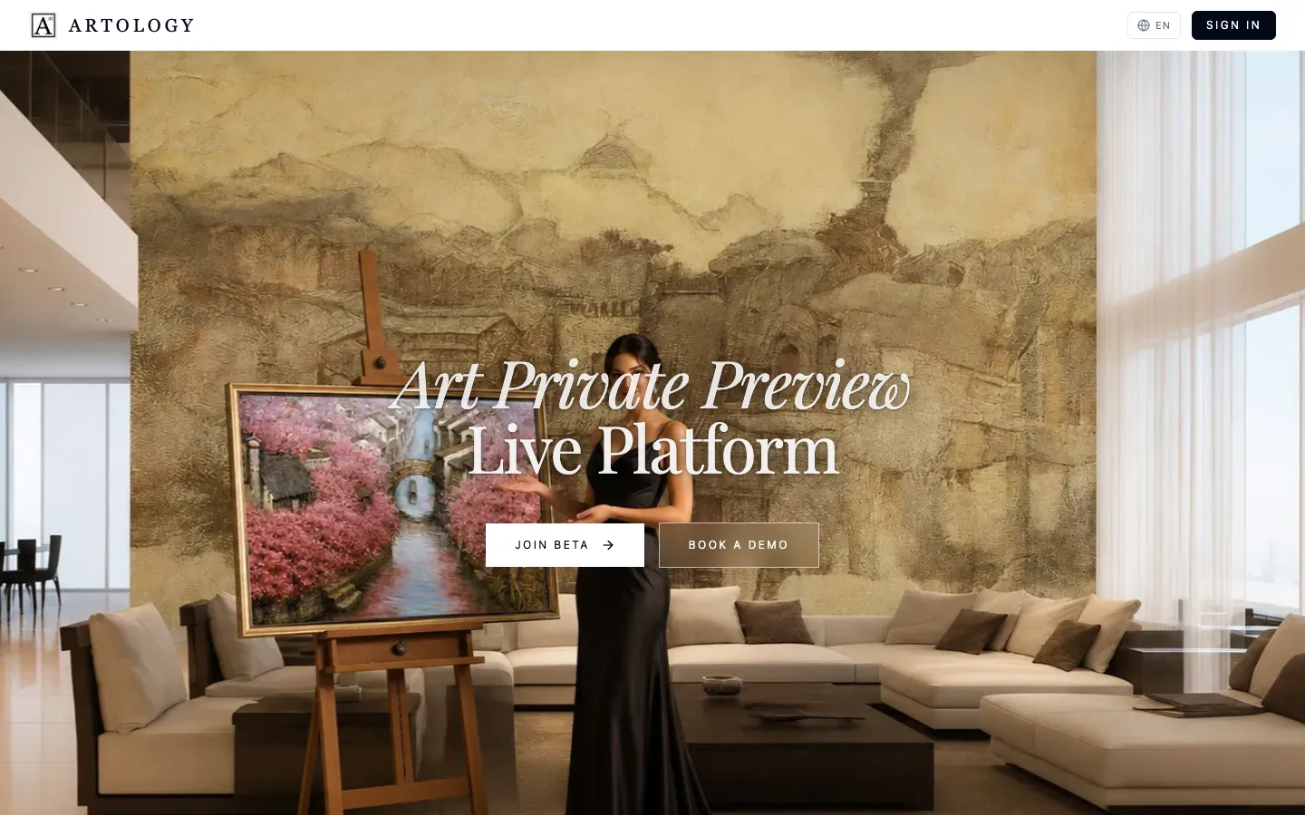 Screenshot of the Artology AI homepage