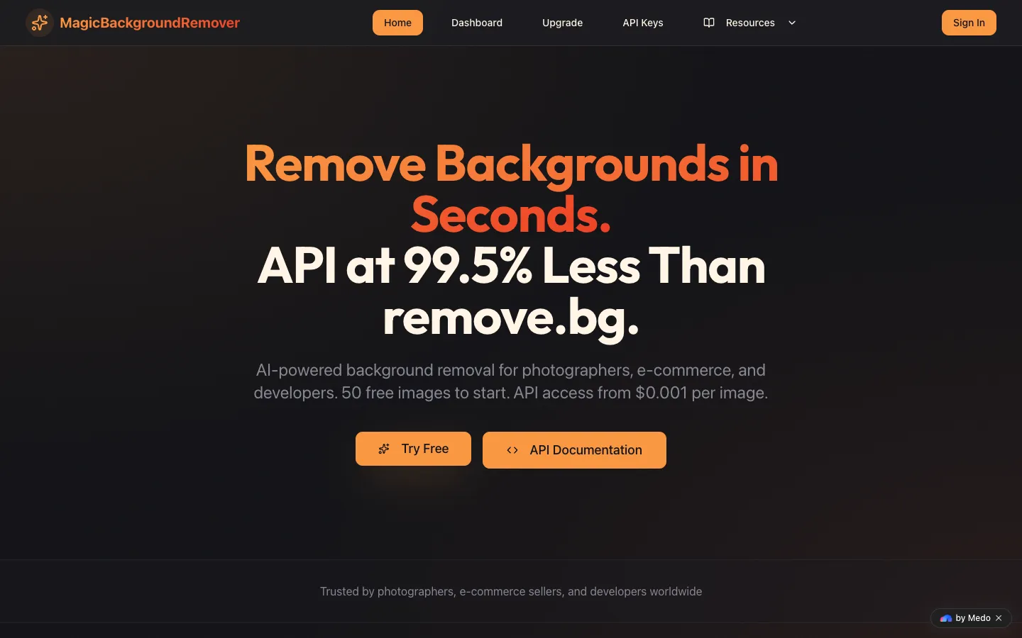 Screenshot of the Local Background Remover homepage