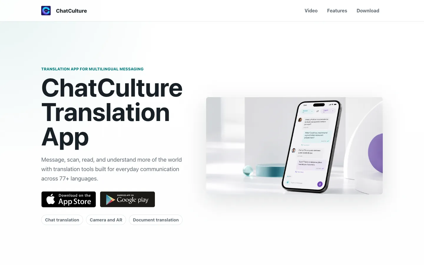 Screenshot of the ChatCulture homepage