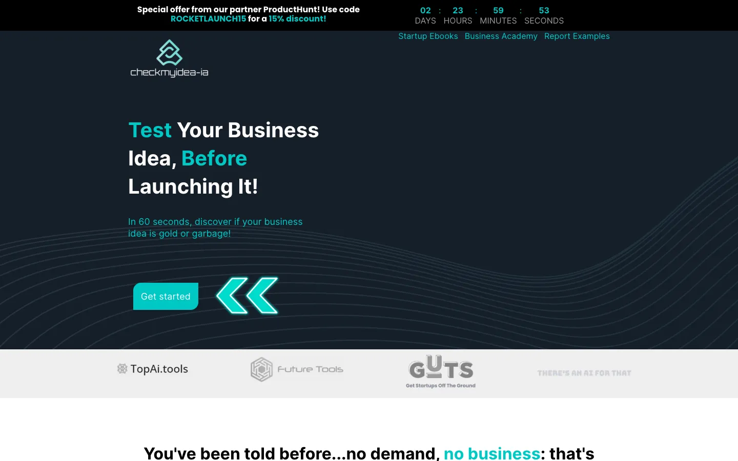 Screenshot of the Checkmyidea-IA homepage