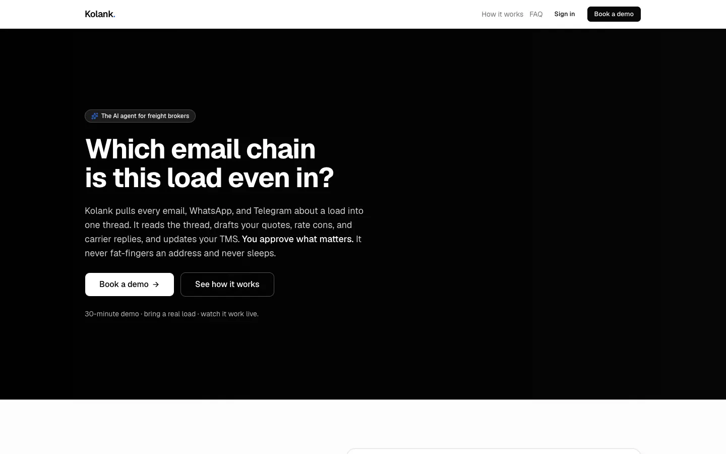 Screenshot of the kolnak homepage