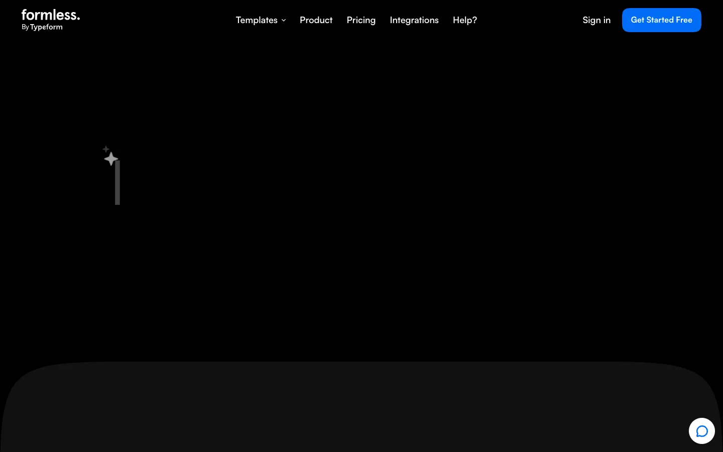 Screenshot of the Formless (by Typeform) homepage