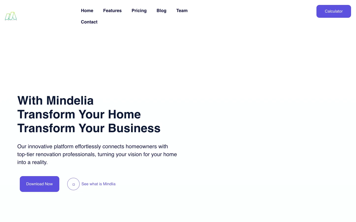 Screenshot of the Mindelia homepage