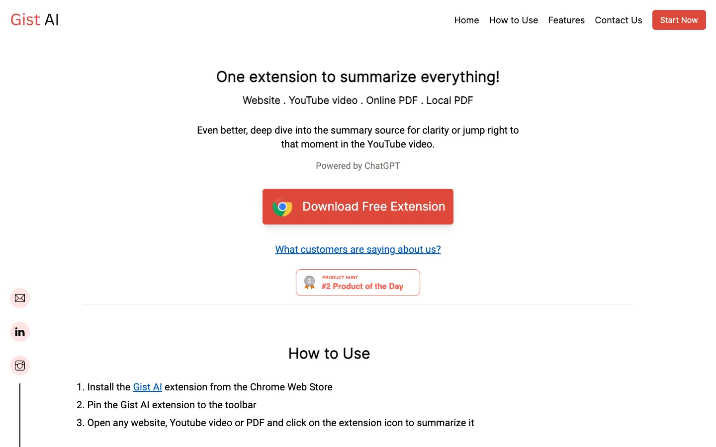 Screenshot of the Gist AI homepage