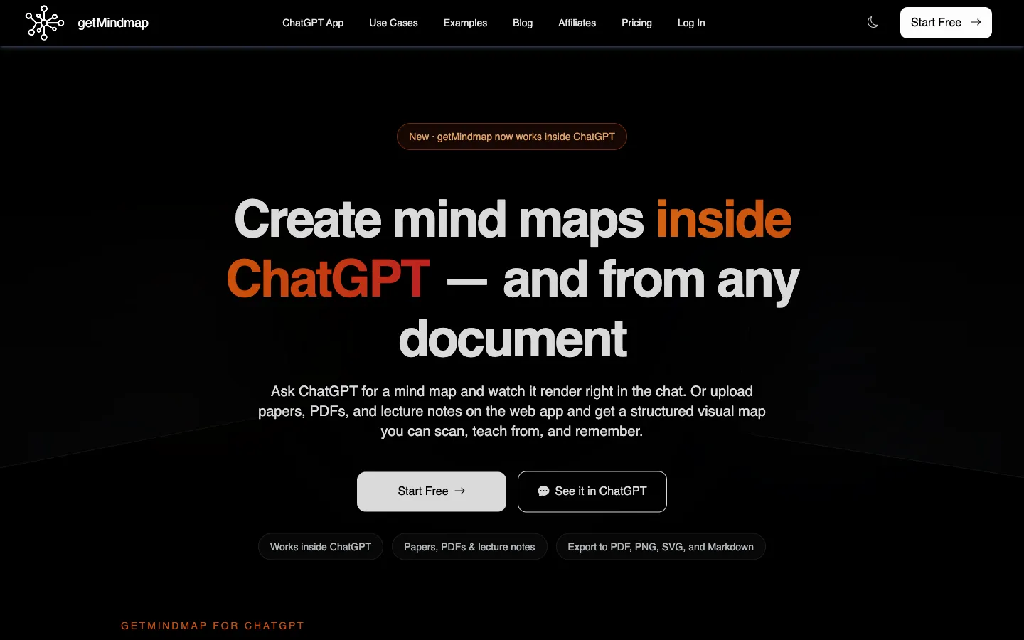 Screenshot of the The Visualizer homepage