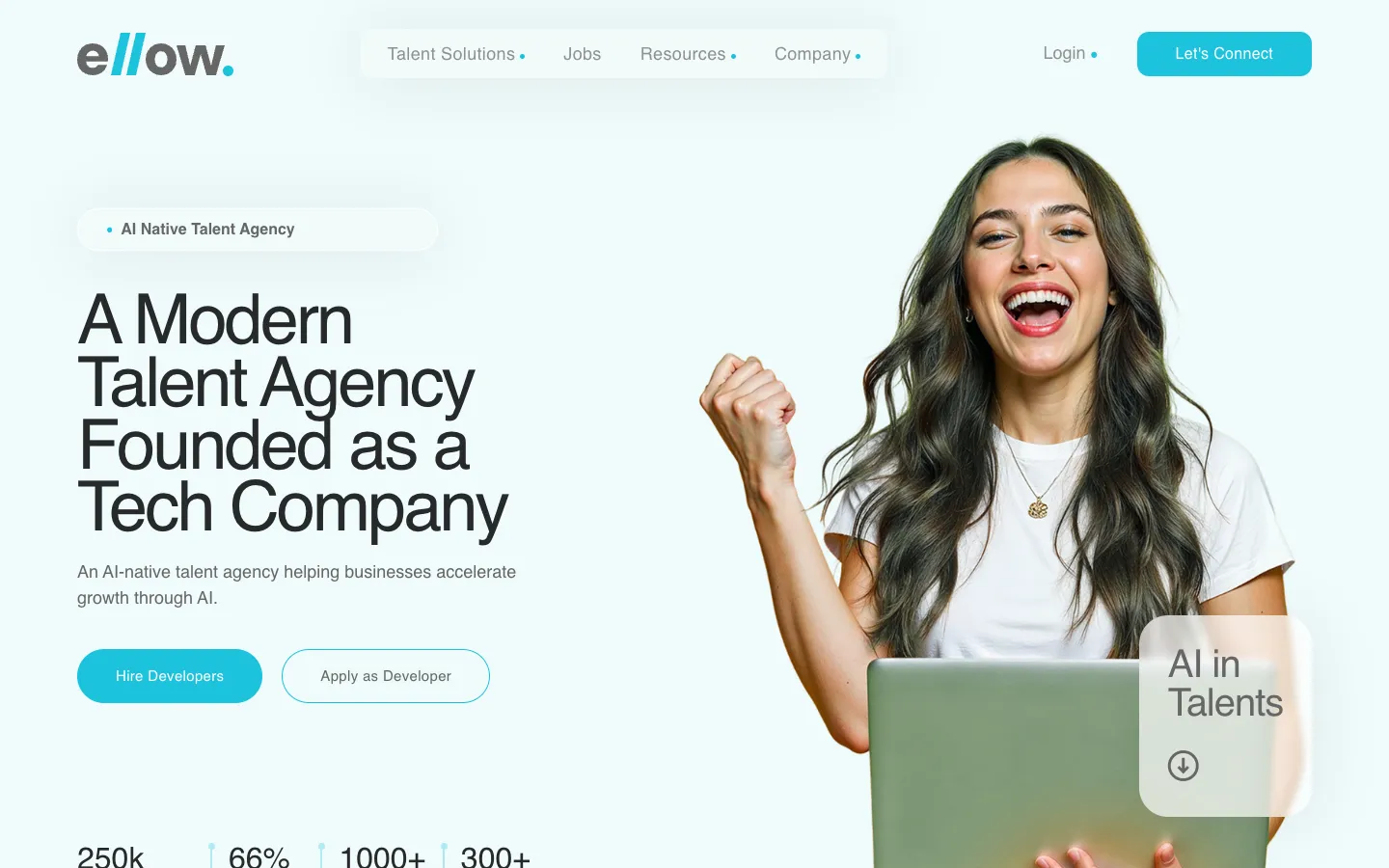 Screenshot of the ellow talent marketplaces homepage
