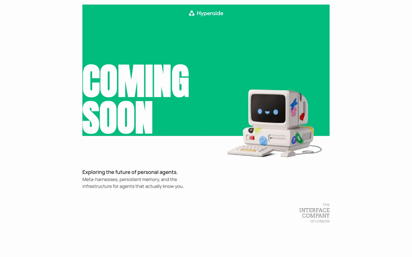 Screenshot of the Hyperaide homepage