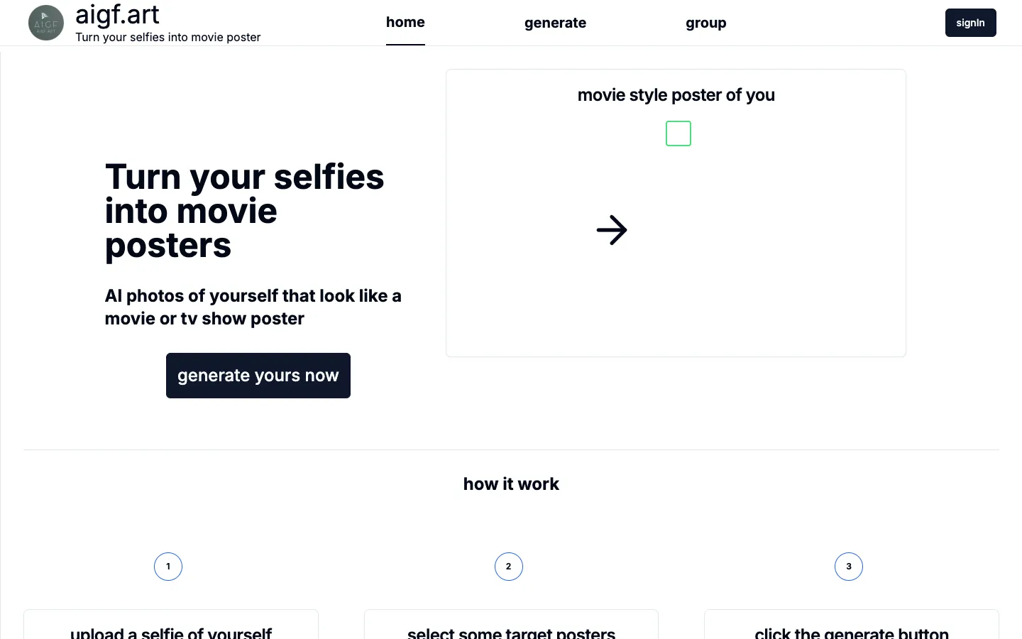 Screenshot of the aigf homepage