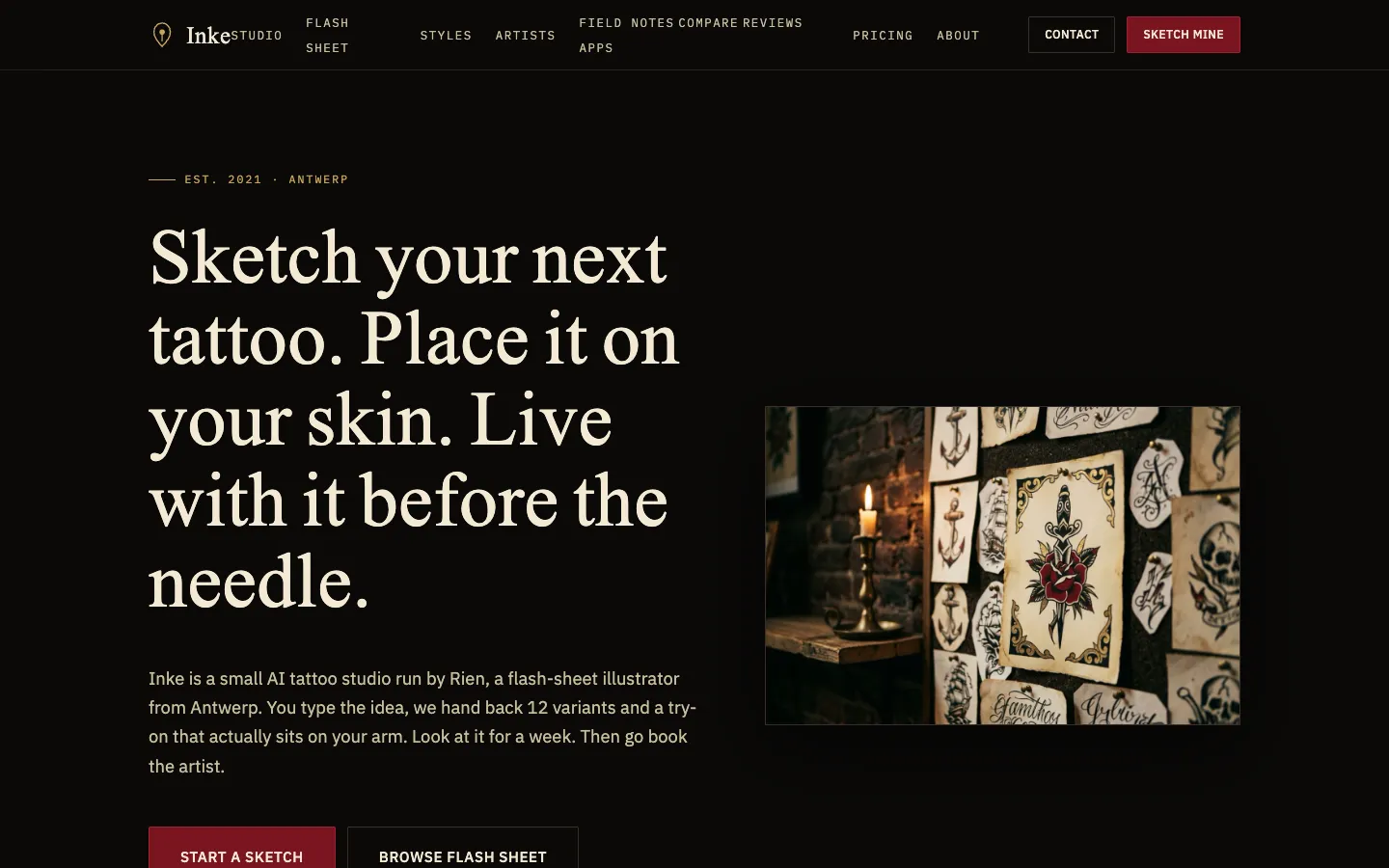 Screenshot of the Inke homepage