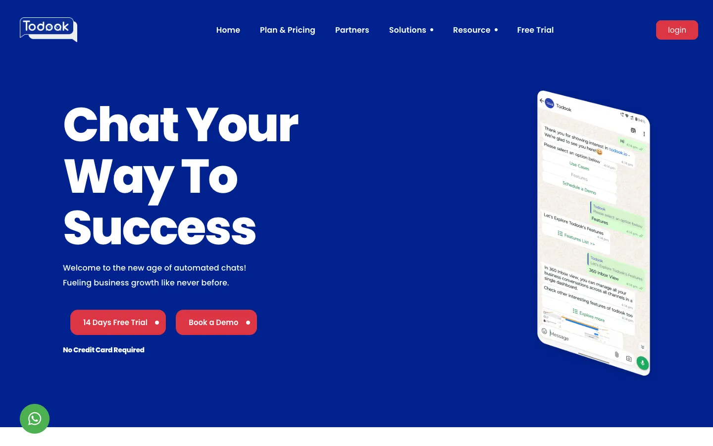 Screenshot of the Todook Bot homepage