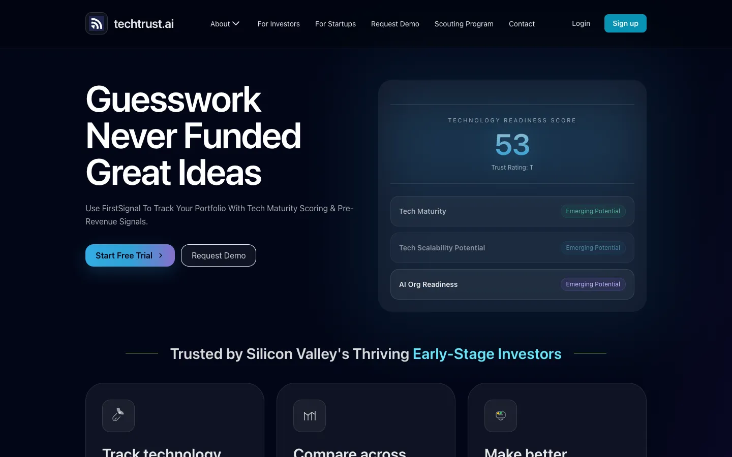 Screenshot of the techtrust.ai homepage
