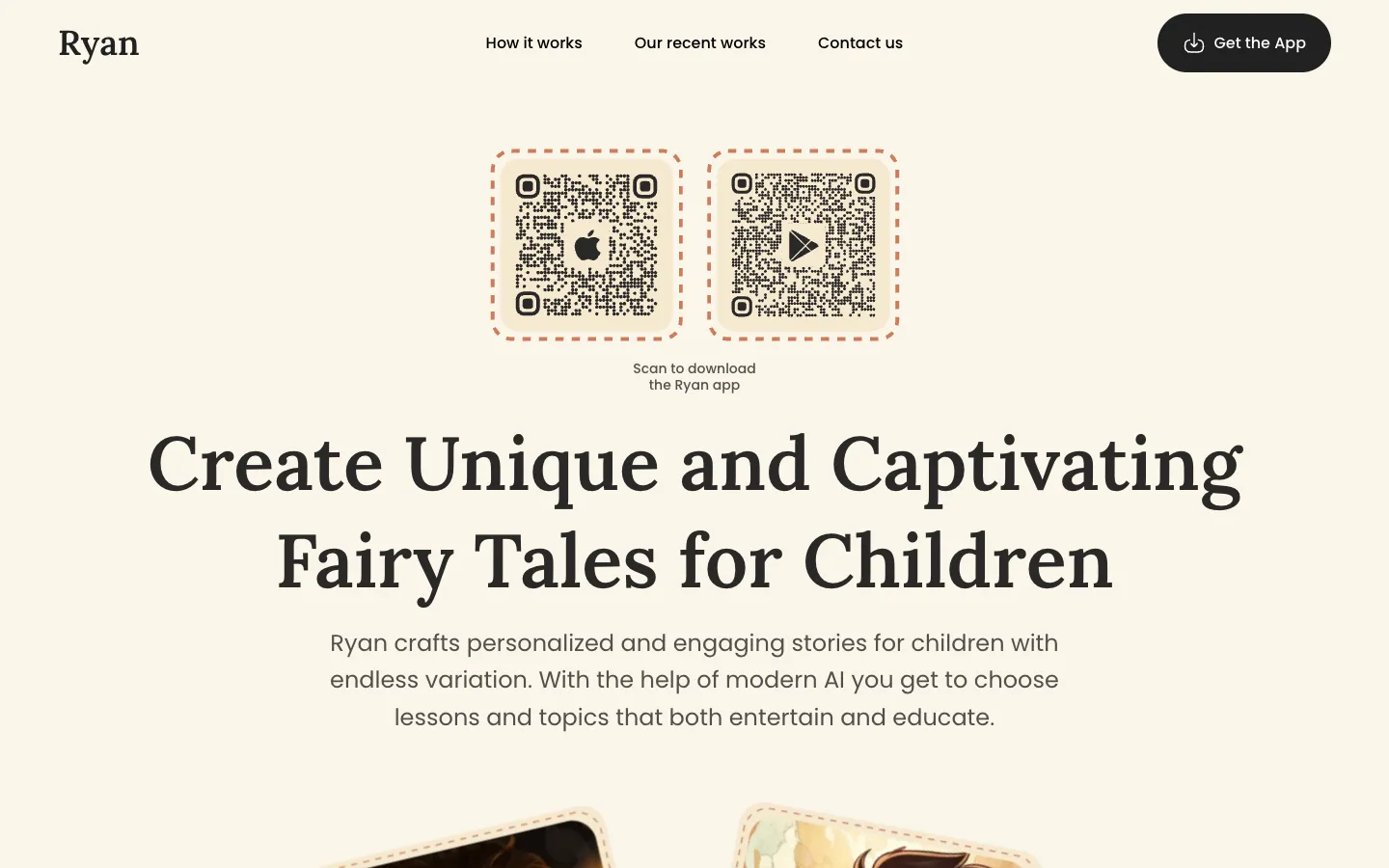 Screenshot of the Ryan AI homepage